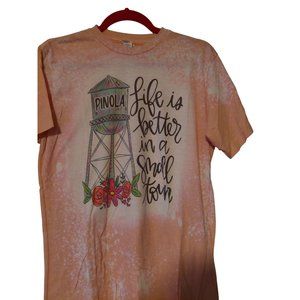 Tultex M Pink Bleached Pinola Life is Better Crewneck T shirt